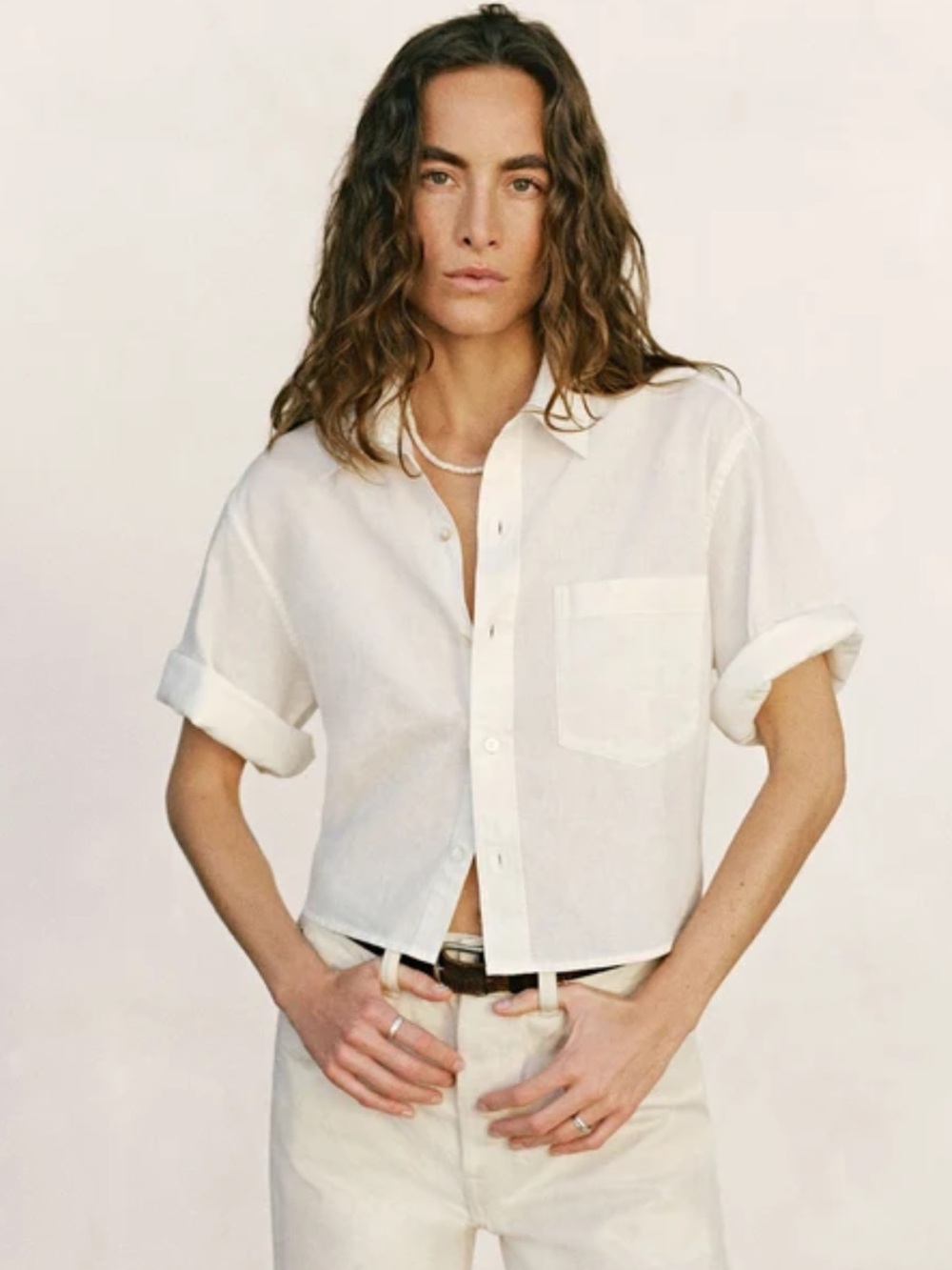 Buck Mason Mainstay Cotton Linen Cutoff Short Sleeve Button Down Size Small